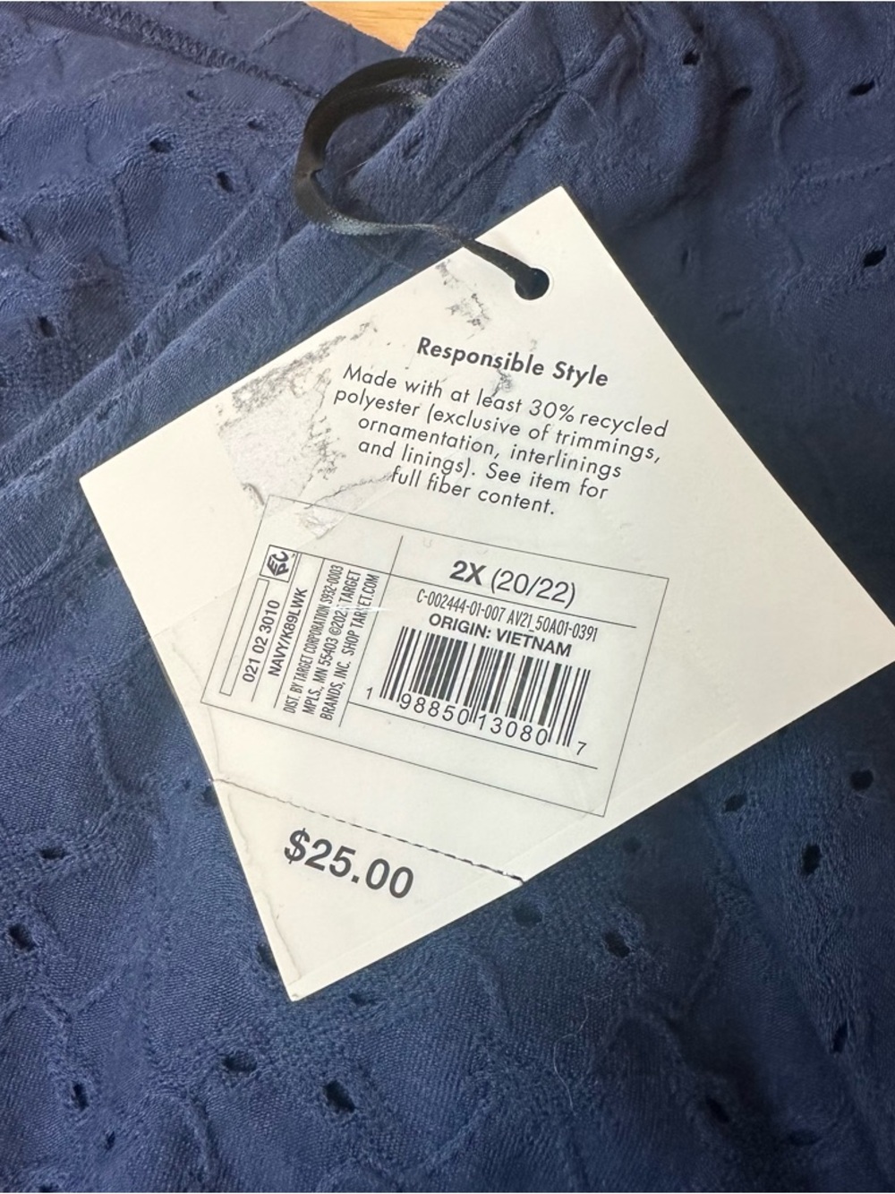 Ava & Viv Eyelet Blouse Women's Size 2X Blue Elastic Sleeve Plus Size NWT - Picture 4 of 8
